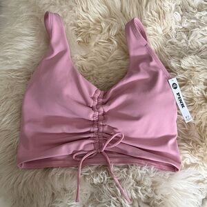 NWT PINK Victoria's Secret Pink Crop Top RELAY RUCHED PLUNGE SPORTS BRA